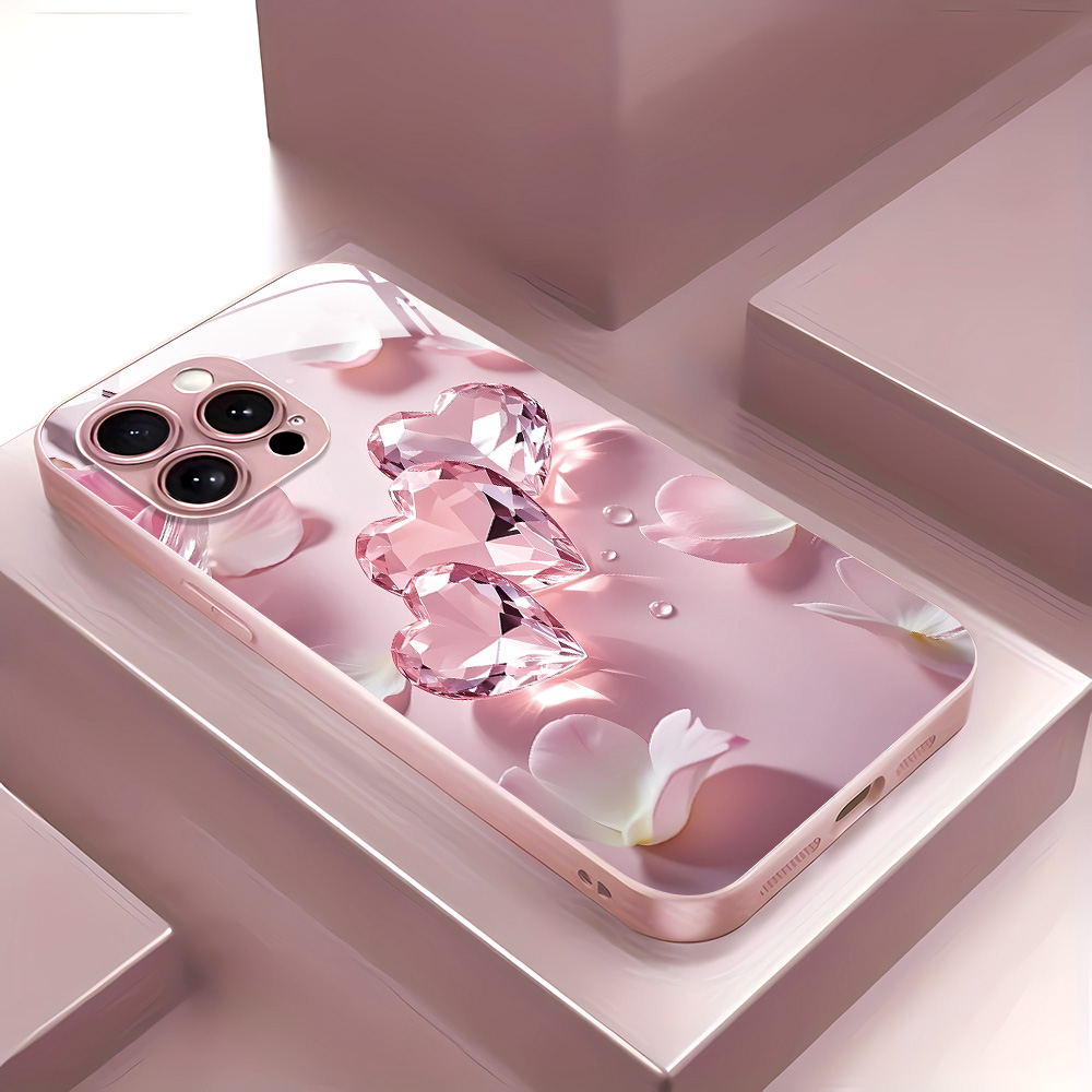 Screen Protector Film - Coque en verre trempé papillon rose
