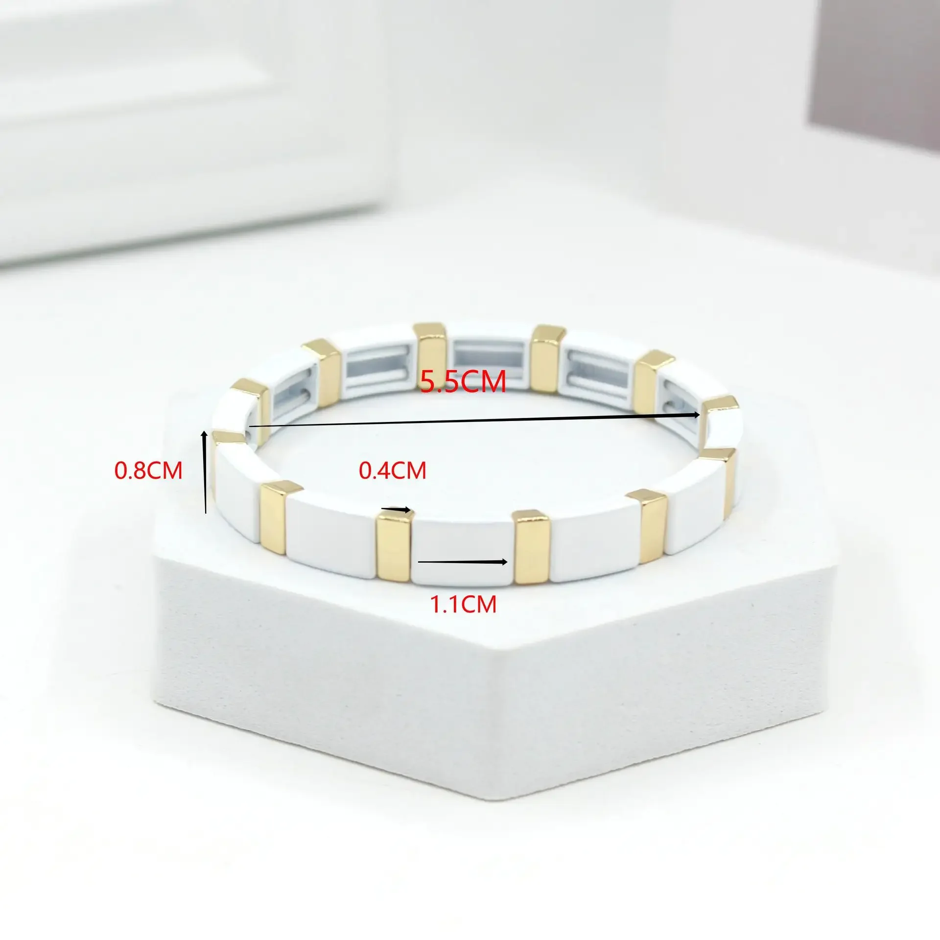 Bracelet en émail blanc bohème - Ceramic Link Bracelet avis et prix